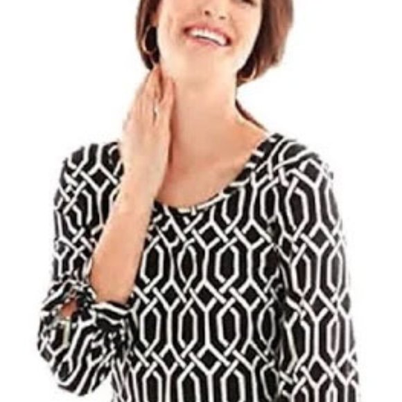 Mud Pie Anderson Black/Pearl Lattice Dress, Medium - Picture 1 of 2